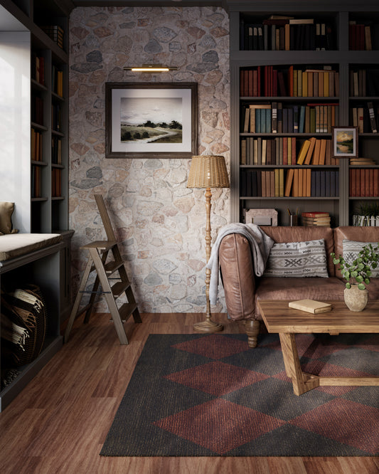 A beautifully styled living room featuring an 8x10 area rug, perfectly complementing the furniture and decor.