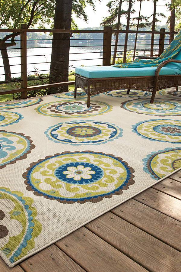 100% Polypropylene Vintage  Indoor/Outdoor Area Rug