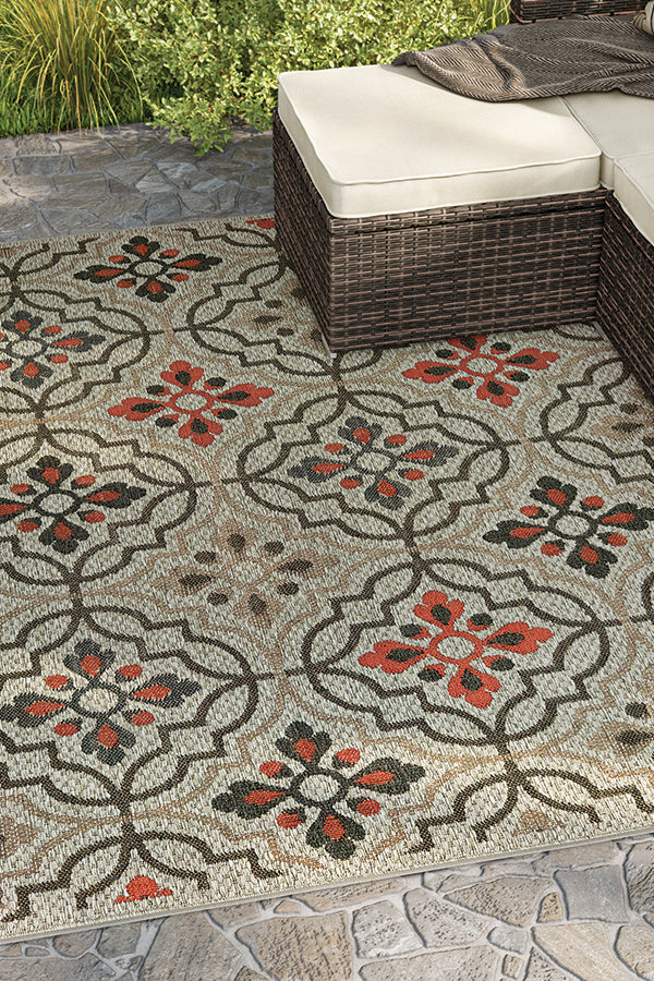 100% Polypropylene Vintage  Indoor/Outdoor Area Rug