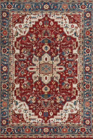 Alden-Medallion Classic Red Area Rug