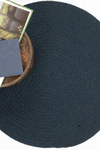 Heathered Pinwheel Navy Blue Solid Area Rug